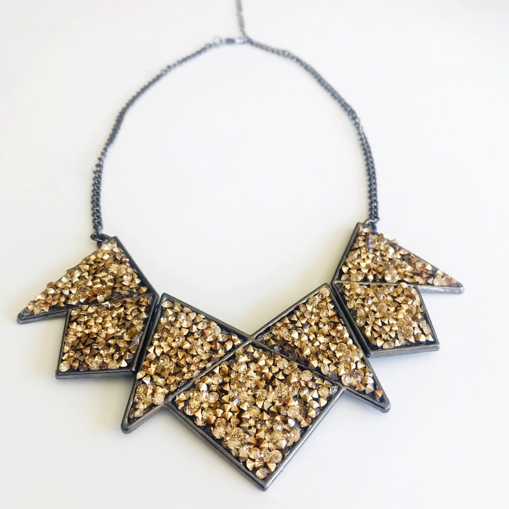 Druzy rose gold/bronze geometric necklace - Picture 4 of 7